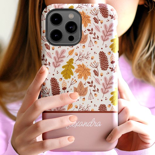 Coques Case-Mate iPhone Botanique Automne Floral Feuilles Nom du script