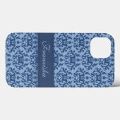 Coques Case-Mate iPhone Botanique damassé bleu profond (Verso (horizontal))