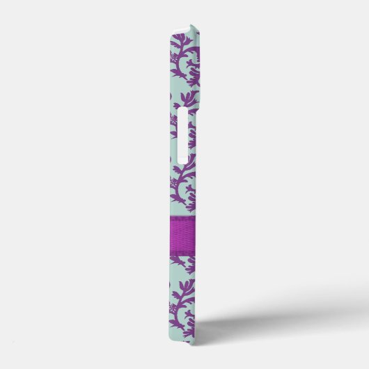 Coques Case-Mate iPhone Botanique damassé violet émeraude (Verso / Droite)