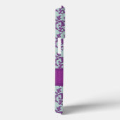 Coques Case-Mate iPhone Botanique damassé violet émeraude pâle  (Verso / Droite)