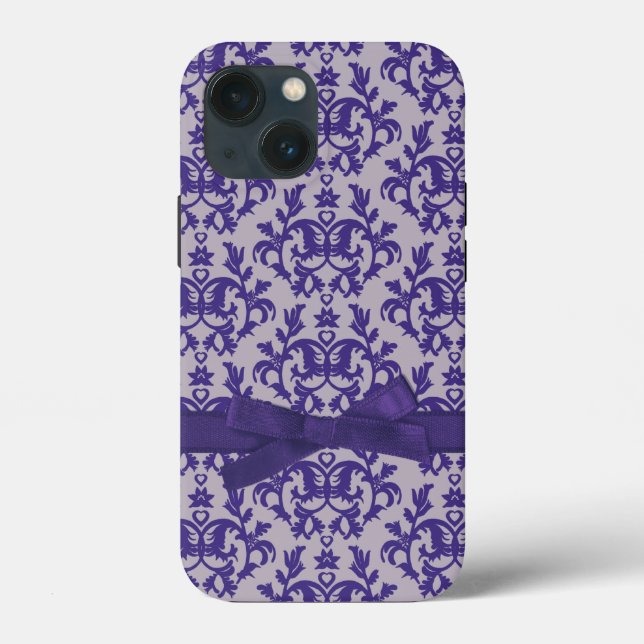 Coques Case-Mate iPhone Botanique damassé violet gris (Verso)
