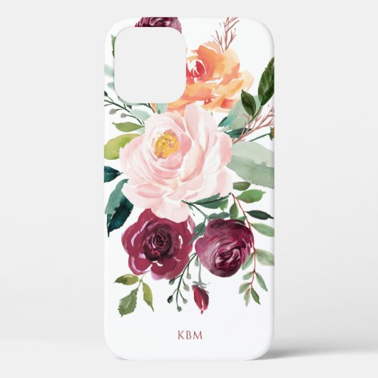 Coques Case-Mate iPhone Botanique d'aquarelle rustique avec votre monogram (Verso)