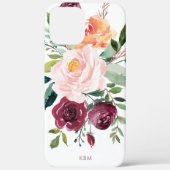 Coques Case-Mate iPhone Botanique d'aquarelle rustique avec votre monogram (Verso)