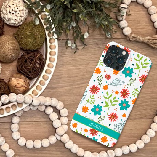 Coques Case-Mate iPhone Botanique Moderne Blanc Floral Nom de la fille