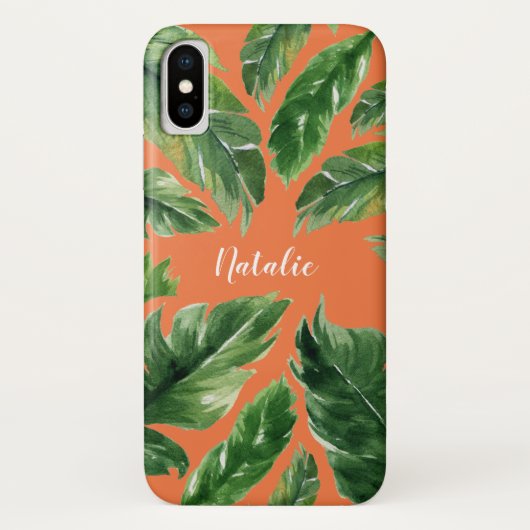 Coques Case-Mate iPhone Botanique moderne de feuille tropicale verte de (Dos)