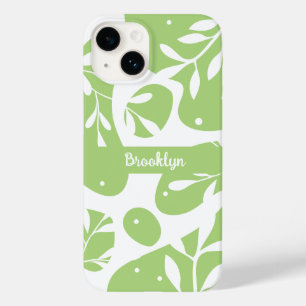 Coque Pour iPhone 14 Botanique Personnalisé Vert Menthe Abstrait