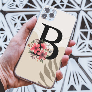 Coques iPhone 16 Botanique Rétro avec nom 1ère capitale B