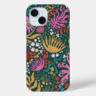 Coque Pour iPhone 15 Botanique série Boho vert