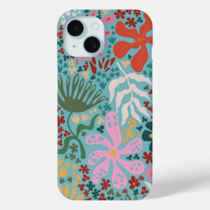Coque Pour iPhone 15 Botanique série Turqoise