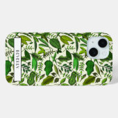 Coques Case-Mate iPhone Botanique vert monogramme moderne (Verso (horizontal))