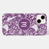 Coques Case-Mate iPhone Botanique violet monogramme (Verso (horizontal))