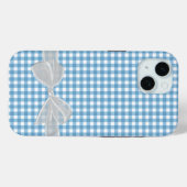 Coques Case-Mate iPhone Botte blanche sur En vichy bleu (Verso (horizontal))