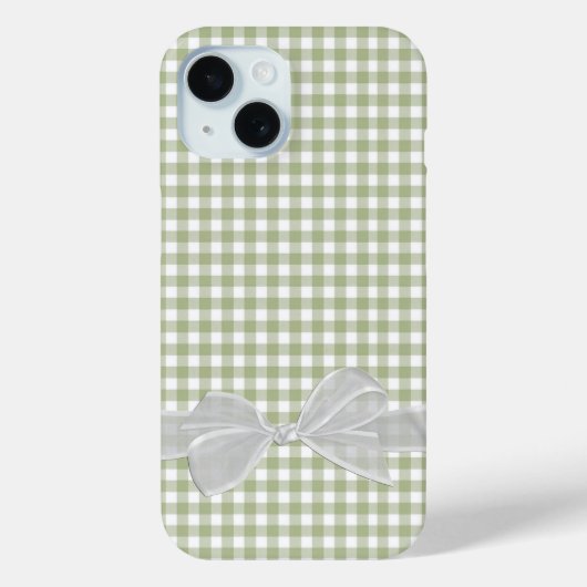 Coques Case-Mate iPhone Botte blanche sur En vichy vert Sage (Verso)