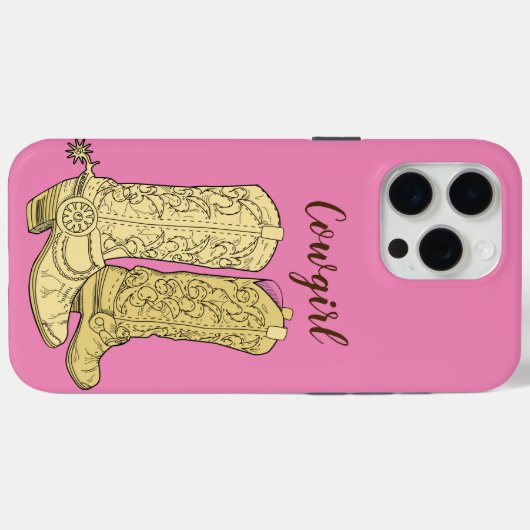 Coques Case-Mate iPhone Botte cowboy rose (Verso (horizontal))