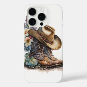 Coques iPhone 16 Pro Bottes de cowgirl de campagne Fleur Chapeau Texas