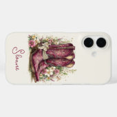 Coques Case-Mate iPhone Bottes Élégantes avec Monogramme de Fleurs (Verso (horizontal))