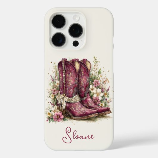 Coques Case-Mate iPhone Bottes Élégantes avec Monogramme de Fleurs (Verso)