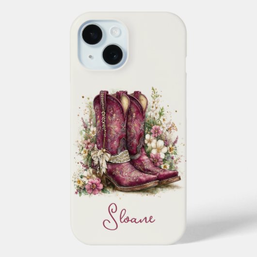 Coques Case-Mate iPhone Bottes Élégantes avec Monogramme de Fleurs (Verso)