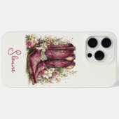 Coques Case-Mate iPhone Bottes élégantes avec monogramme de fleurs (Verso (horizontal))