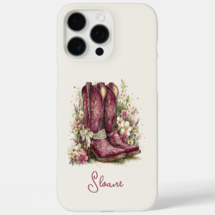 Coques iPhone 16 Pro Max Bottes Élégantes avec Monogramme de Fleurs