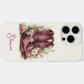 Coques Case-Mate iPhone Bottes Élégantes avec Monogramme de Fleurs (Verso (horizontal))