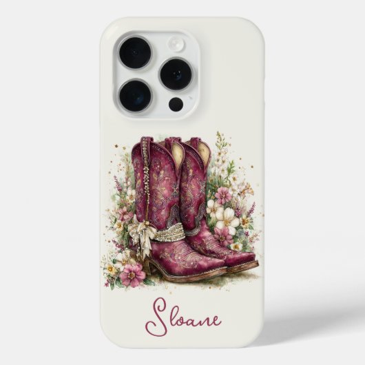 Coques Case-Mate iPhone Bottes Élégantes avec Monogramme de Fleurs (Verso)
