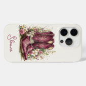 Coques Case-Mate iPhone Bottes Élégantes avec Monogramme de Fleurs (Verso (horizontal))