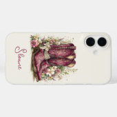 Coques Case-Mate iPhone Bottes Élégantes avec Monogramme de Fleurs (Verso (horizontal))