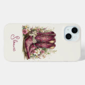 Coques Case-Mate iPhone Bottes Élégantes avec Monogramme de Fleurs (Verso (horizontal))