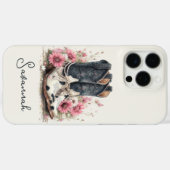 Coques Case-Mate iPhone Bottes élégantes en cuir de vache avec monogramme  (Verso (horizontal))