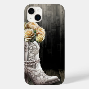 Coque Pour iPhone 14 Plus Bottes en dentelle de fille et fleurs blanches Bri