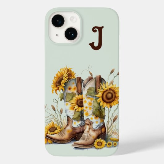 Coques Case-Mate iPhone Bottes et tournesols pour fille Monogramme (Verso)