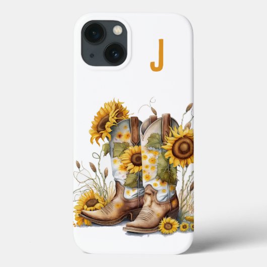 Coques Case-Mate iPhone Bottes et tournesols pour fille Monogramme (Verso)