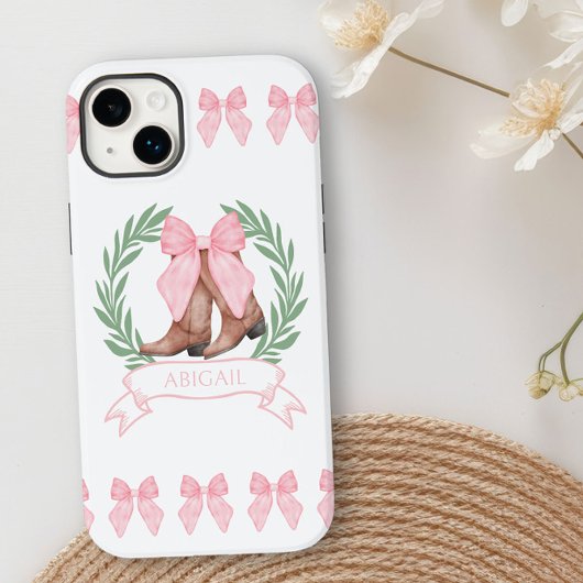 Coques Case-Mate iPhone Bottes pour fille et vaches roses Personnalisées
