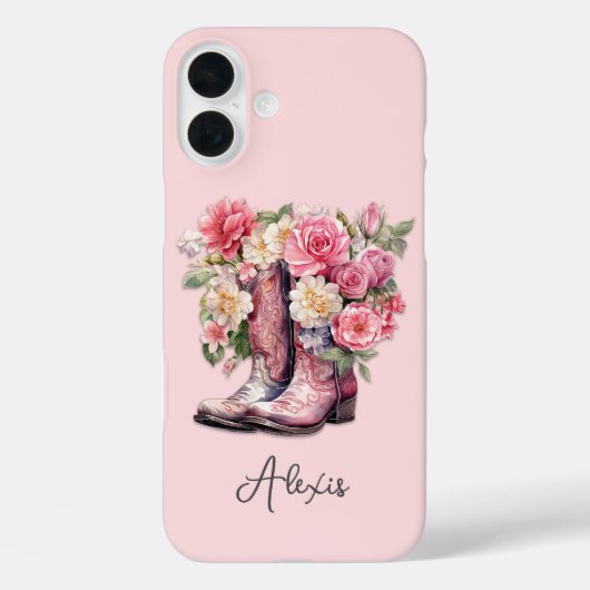 Coques Case-Mate iPhone Bottes roses avec monogramme de fleurs (Verso)