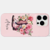 Coques Case-Mate iPhone Bottes roses avec monogramme de fleurs (Verso (horizontal))
