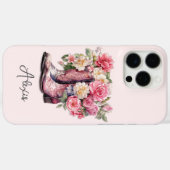 Coques Case-Mate iPhone Bottes roses avec monogramme de fleurs (Verso (horizontal))