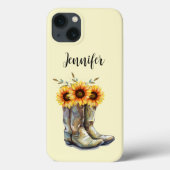 Coques Case-Mate iPhone Bottes rustiques Cowboy avec tournesol (Verso)