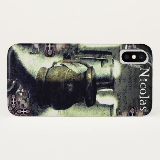 Coques Case-Mate iPhone Bouchons en métal foncé Steampunk et écriture manu (Dos (Horizontal))