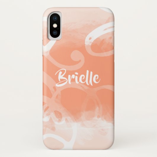 Coques Case-Mate iPhone Boucles Chic Pastel Orange Aquarelle Avec Nom (Dos)