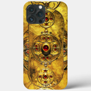 COQUES POUR iPhone BOUCLIER ANTIQUE CELTIQUE AVEC PIERRES DE GEM RUBY