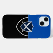 Coques Case-Mate iPhone Bouclier avec épées croisées sur bleu et noir (Verso (horizontal))