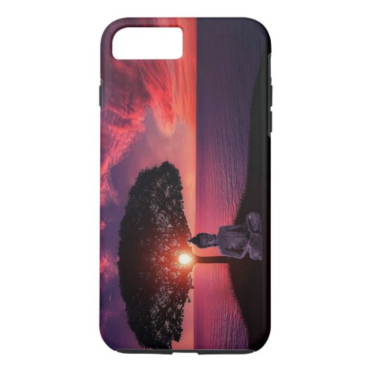Coques Case-Mate iPhone Bouddha dans le ciel rouge de soirée (Dos)
