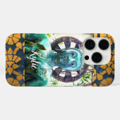 Coques Case-Mate iPhone Bouddha Turquoise Photo Bold Blue Gold Mosaic Nom (Verso (horizontal))