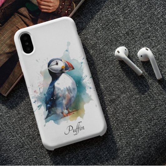 Coques Case-Mate iPhone Bouffon mignon en aquarelle bleue, personnalisable