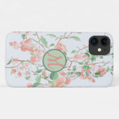 Coques Case-Mate iPhone Bougainvilliers rose Floral Monogramme Aquarelle (Dos (Horizontal))