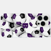 Coques Case-Mate iPhone boule de football noir violet monogrammed (Verso (horizontal))
