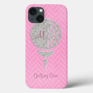 iPhone 13 Coque Boule de golf de parties scintillantes d'argent de