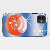 Coques Case-Mate iPhone Boule de Noël Flèche-neige bleu blanc rouge (Dos (Horizontal))