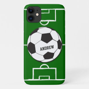 Coques Pour iPhone Boule de soccer personnalisée et terrain
